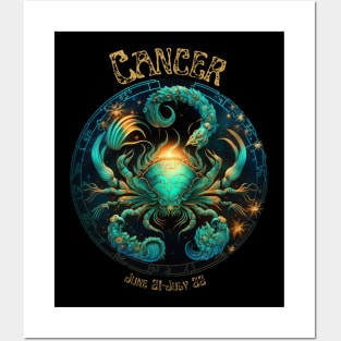 Retro Cancer Zodiac Sign Posters and Art